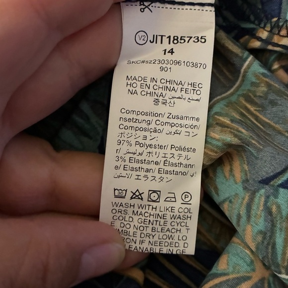 🆕 Shein Boho Tropical Plant Print Round Neck Sleeveless Short Casual Dress 4X🆕 - Picture 8 of 9